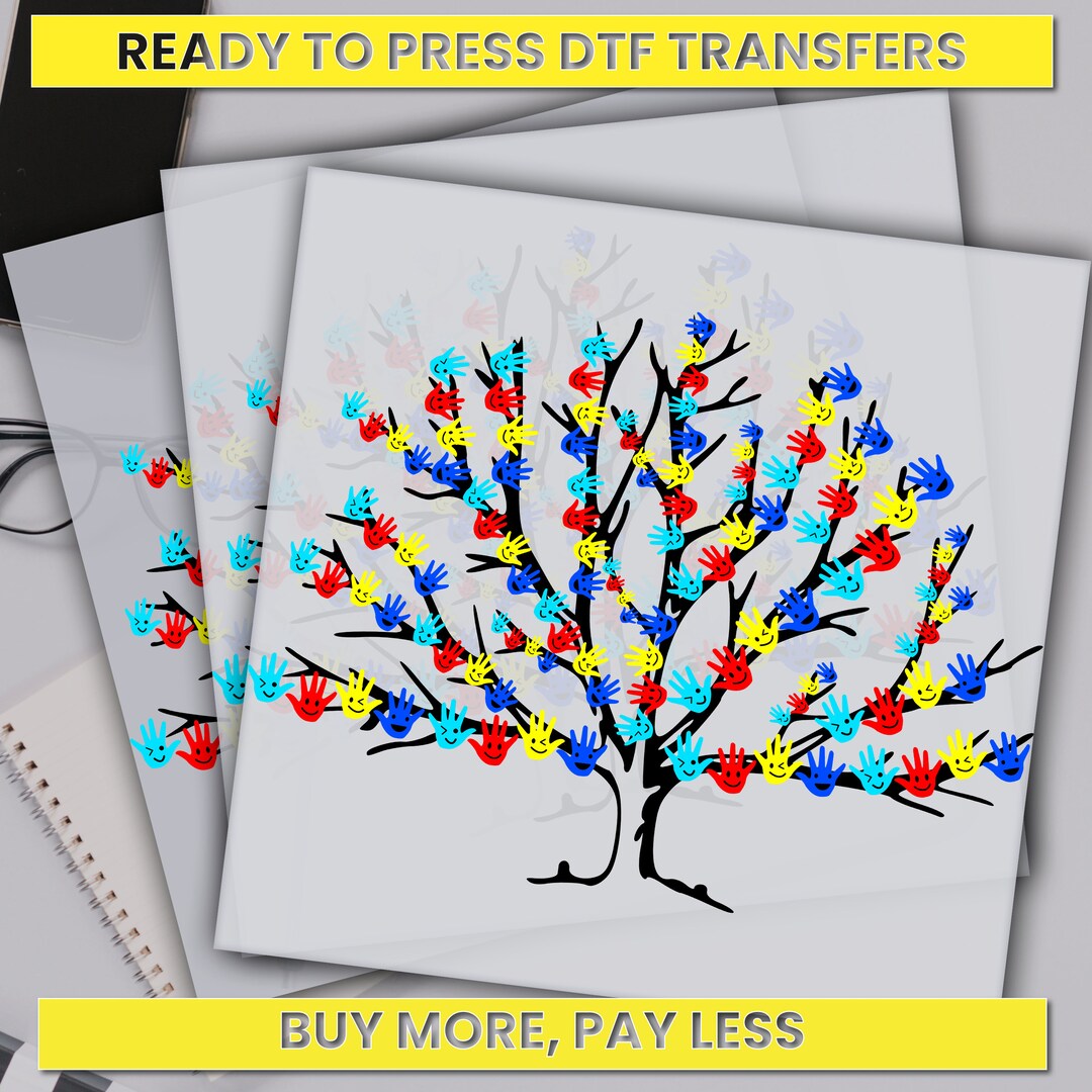Autism Awareness Dtf Transfer, Autism Tree Ready for Press, Custom Dtf ...