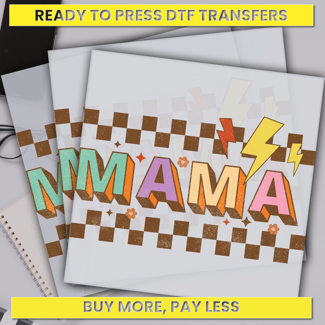Retro Checkered Mama Dtf Transfer, Mother's Day Gift Ready for Press ...
