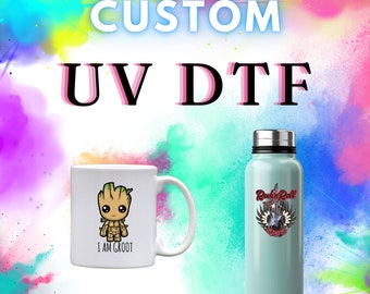 Custom UV DTF Gang Sheet, UV Dtf, Custom Business Logo, Custom Stickers, Ready To Apply, Cup Wrap Uv Dtf, High Quality Prints, Uv Dtf Decals