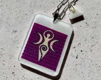 The Goddess Resin Pendant Necklace. Mixed Media Art Jewellery. Stainless Steel Chain. Ivory Drop Pendant. Sacred Divine Feminine Gift.