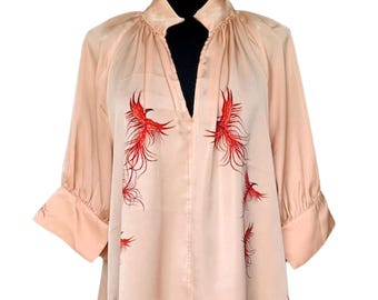 Reworked Phoenix Art Blouse. One-of-a-Kind Upcycled Preloved Top