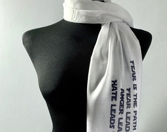 Jedi scarf. Philosophical Sci Fi Jedi inspired print. Jedi gift.