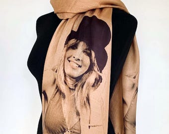 Stevie Nicks Inspired Scarf – 1970's Bohemian Vintage Fashion. Brown. Lightweight