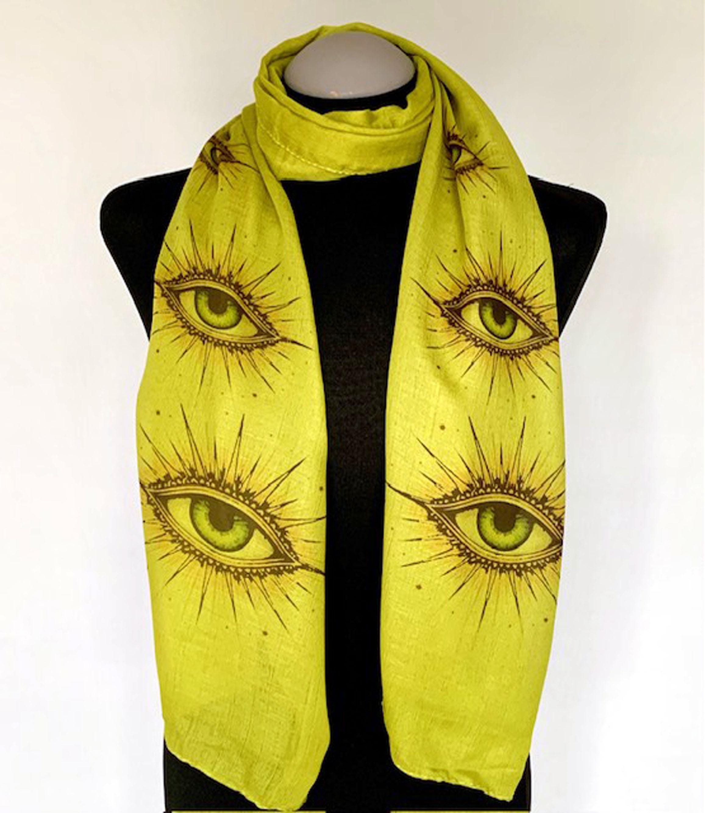 All Seeing Eye Scarf – Divine Protection Gift. Army Green, Lightweight ...