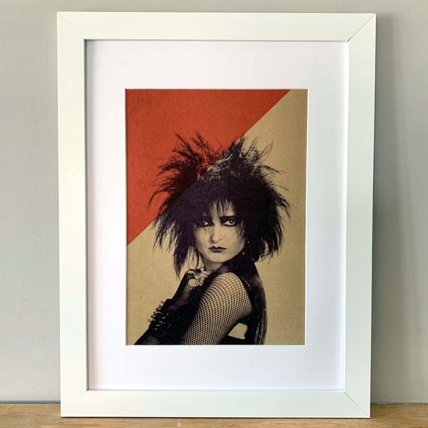 Siouxsie Sioux inspired Art. Punk music art print on tan faux suede.