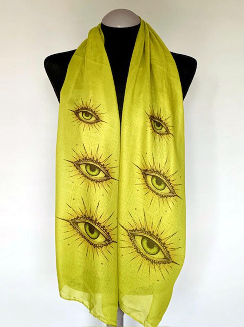 All Seeing Eye Scarf – Divine Protection Gift. Army Green, Lightweight ...
