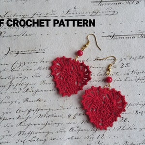 Crochet lace heart earrings pdf pattern. [Eng.]