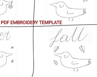 Edgar Crow Hand Embroidery Template: Four Seasons Pattern (PDF)
