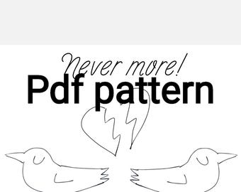 Raven Hand Embroidery Template: Never More, Spooky Birds (PDF Pattern)