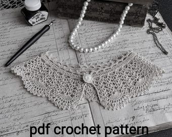 Vintage Crochet Lace Collar Pattern PDF | Victorian Detachable Collar | Instant Download