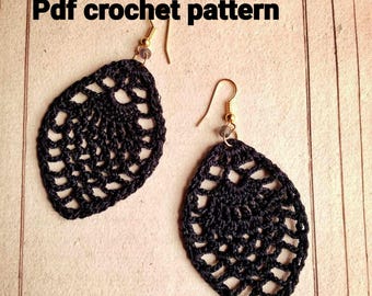 Crochet Lace Leaf Earrings Pattern (PDF)