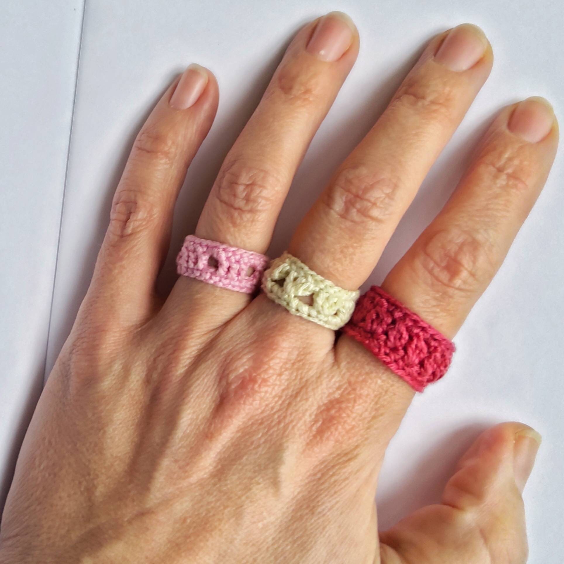 Crochet Rings, Finger Bands, Antiallergenic Rings, Textile Jewelry, Boho  Jewelry, Friendship Rings, Modern Crochet Bands, Minimalist Jewels 