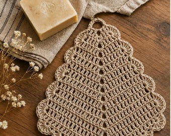 Linen Crochet Dishcloth Pattern, Eco-Friendly Kitchen Scrubber (PDF Download)