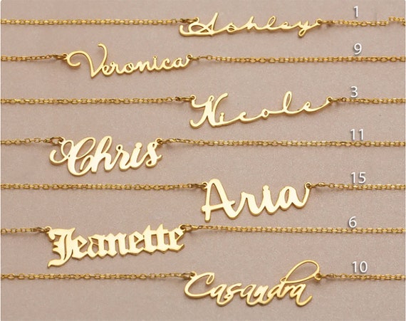 Gold vermeil name necklace deals