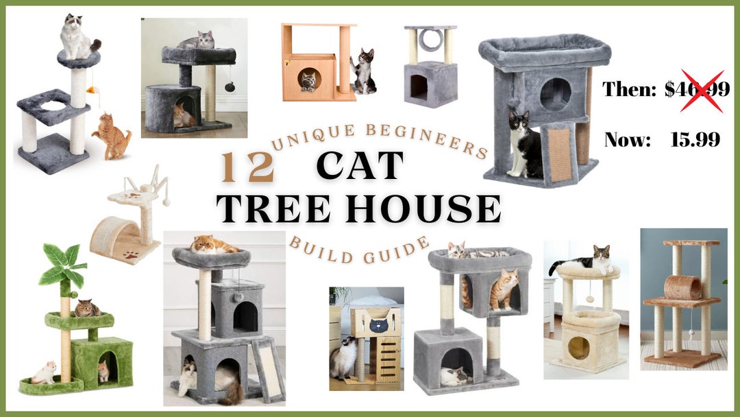 12 Easy Cat Tree House Build Plans DIY Cat Tree House Build Etsy