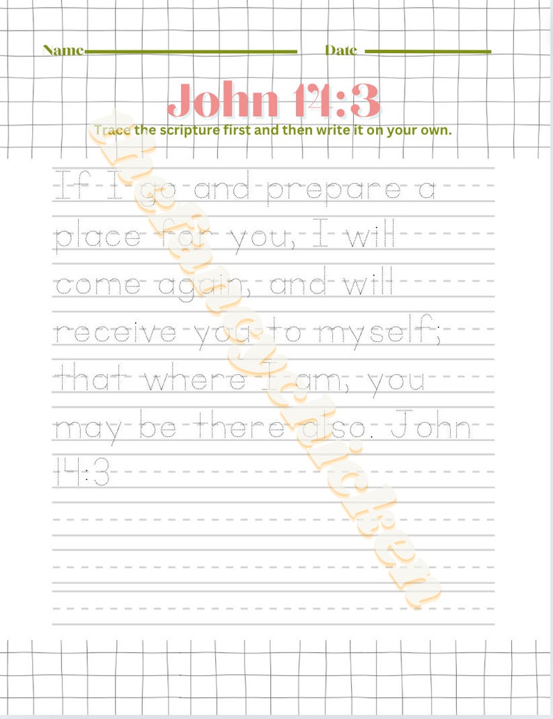 Grid Scripture Journal My First Scripture Handwriting Journal - the Book of John - Digital ...
