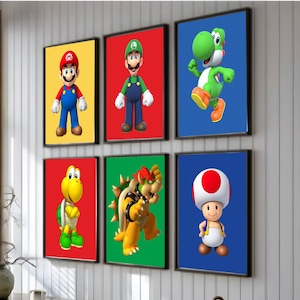 Mario prints- Mario and luigi- Character prints=Boys bedroom prints -Girls bedroom prints-Children prints