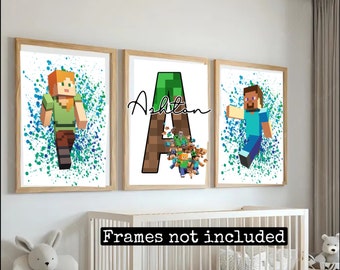 Minecraft prints - Gaming prints - Boys bedroom prints -Personalised prints