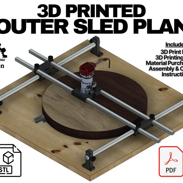 3D Printed Router Sled Plans - 3D Print files with Instruction Manual