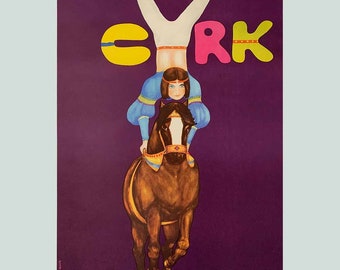 Vintage Polish Circus Poster | 1970 Circus Bareback Girl by Maciej Urbaniec