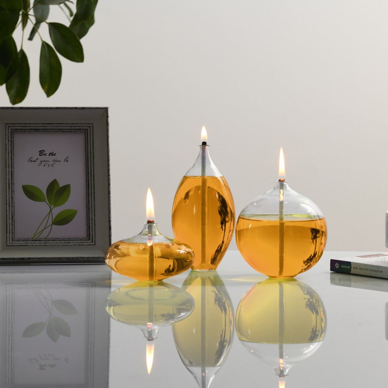 Refillable Oil Candles Glass 3 Piece Dining Room Table Gift Etsy