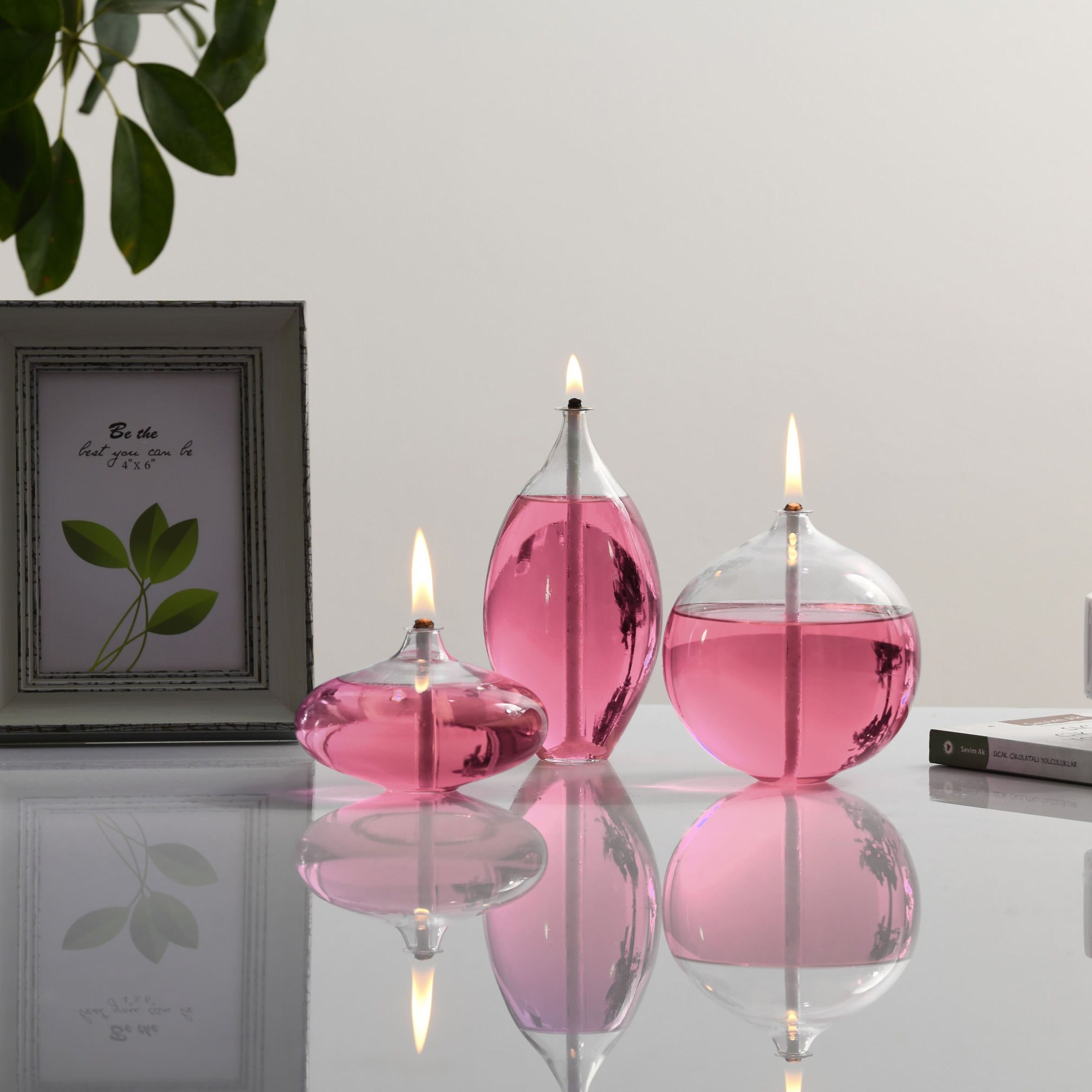 Refillable Oil Candles Glass 3 Piece Dining Room Table Gift Etsy