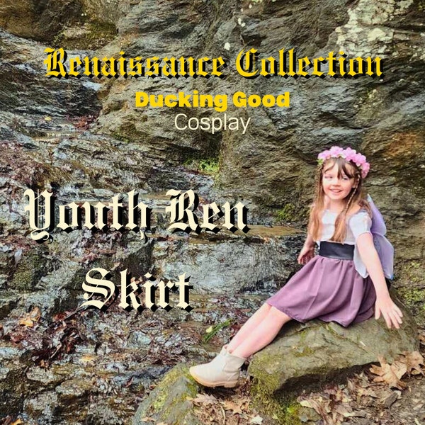 Ren Fair Kids Skirt, Medieval Renaissance Festival Dress Pixie Elf Pirate Wench Petal Handkerchief Faire Garb, HANDMADE, Made in USA