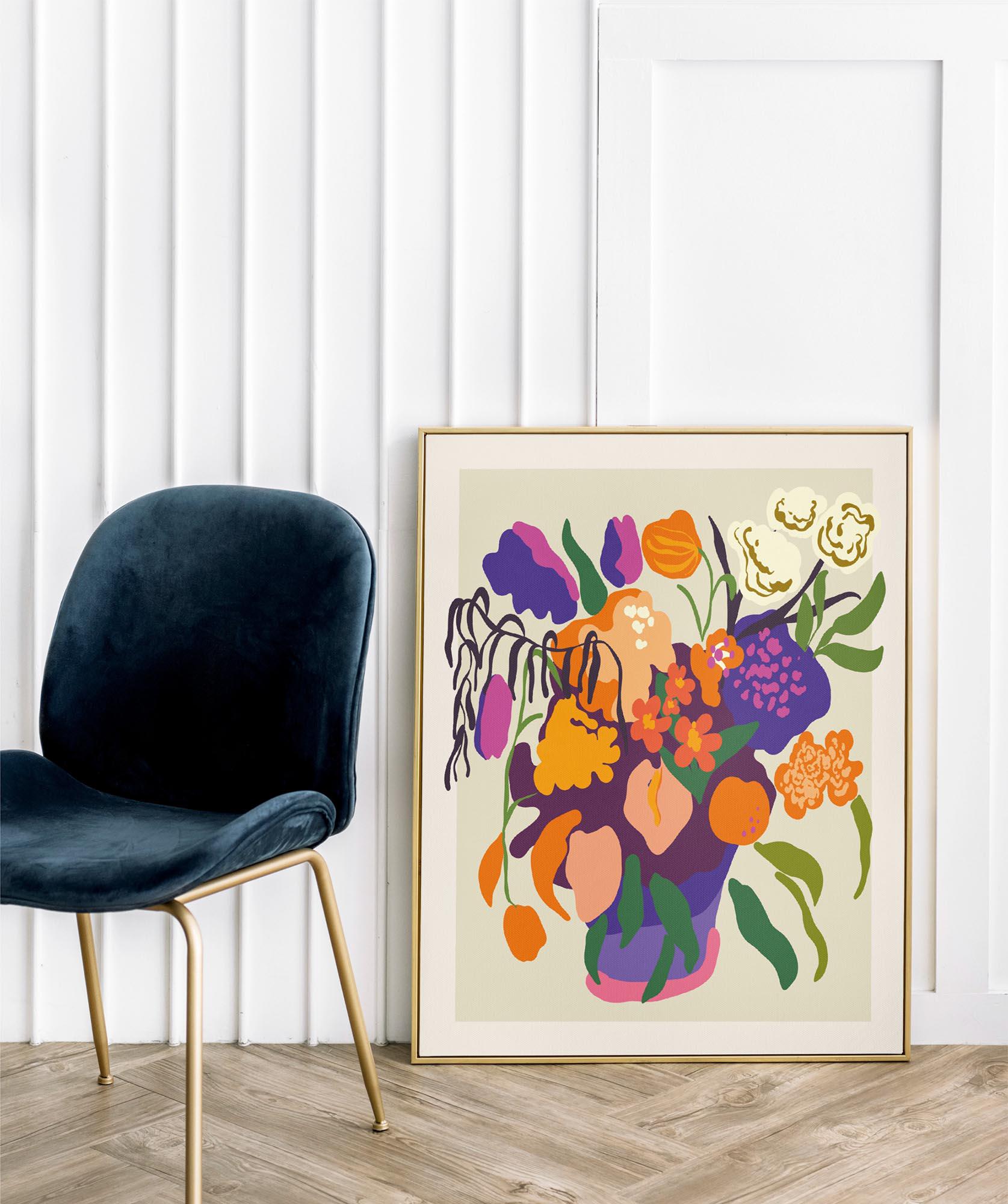 Vase With Colorful Flowers Botanical Art Print - Etsy