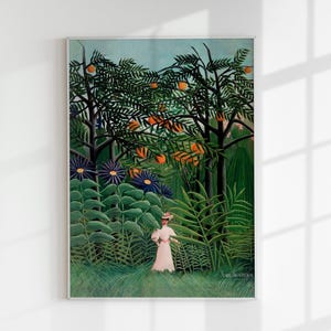 Woman Walking in an Exotic Forest by Henri Rousseau Art Print