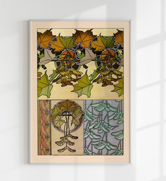 Oak Leaves by Alphonse Mucha Art Print - Etsy