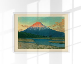 Mount Fuji Fujikawa door Kawase Hasui Poster Art Print
