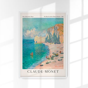 The Beach and the Falaise d&#39;Amont by Claude Monet Exhibition Poster Art Print
