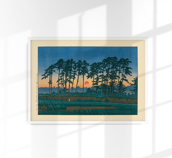 版画 絵 夕日 夕日 一ノ蔵 川瀬巴水 版画 - Etsy 日本