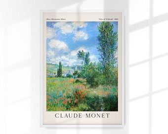 Gezicht op Vetheuil door Claude Monet tentoonstelling poster kunstafdruk