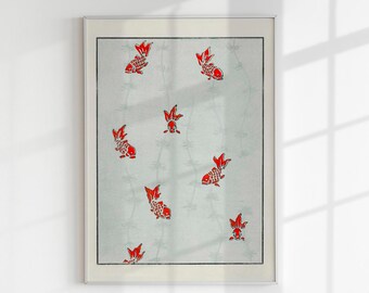 Japanese Koi Fish Pattern from Bijutsu Sekai by Watanabe Seite Japanese Print