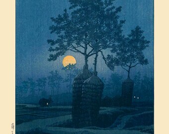 川瀬巴水作「蒲生満月」版画 - Etsy 日本