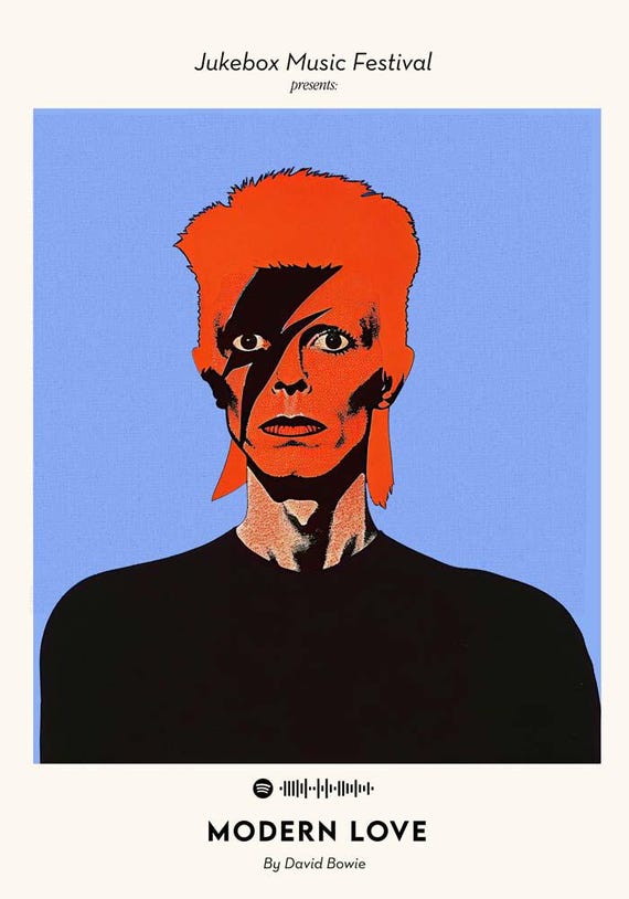 David Bowie Modern Love Music Art Poster - Etsy