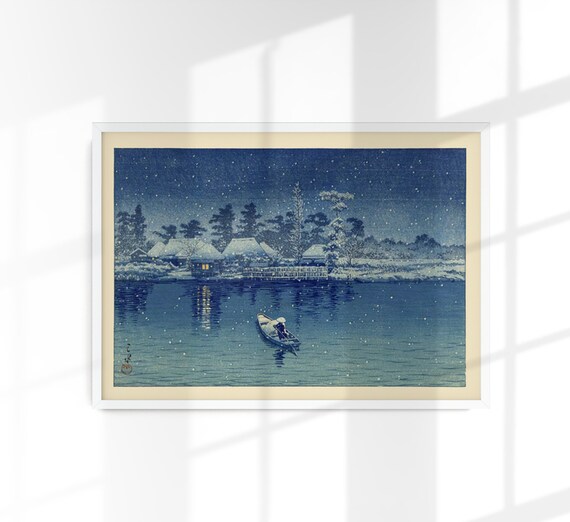 巴水版画「夜の漁師」 - Etsy 日本