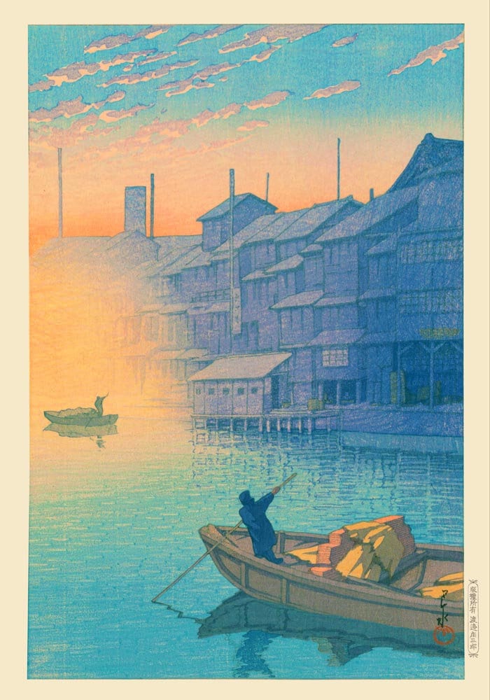 川瀬巴水作「大阪道頓堀の朝」 - Etsy 日本