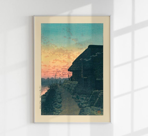 川瀬巴水「森ヶ崎の夕日」版画 - Etsy 日本