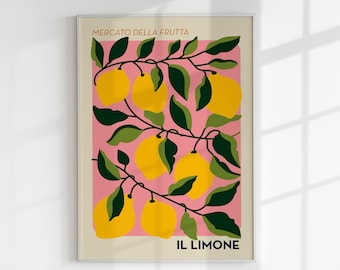 Il Limone Pink Lemon Fruit Market Art Print