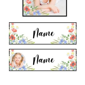 Floral classroom name and picture tags (Editable)