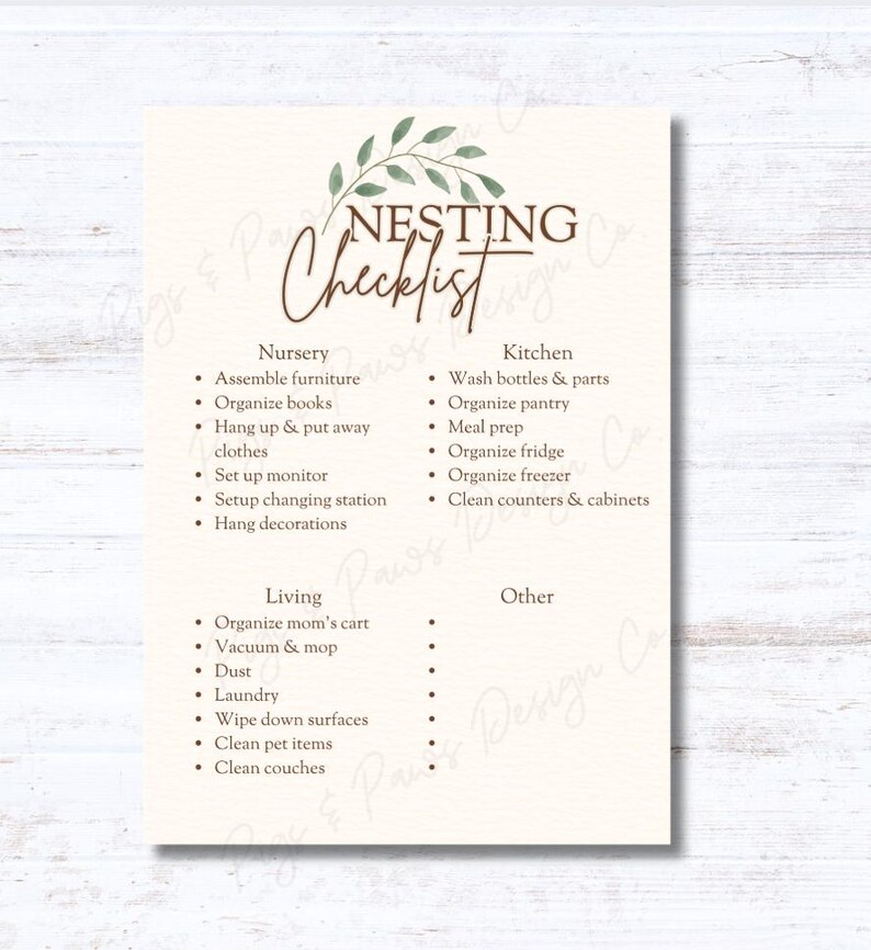Nesting Party Invitation | Gender Neutral, Checklist, Thank You Card ...