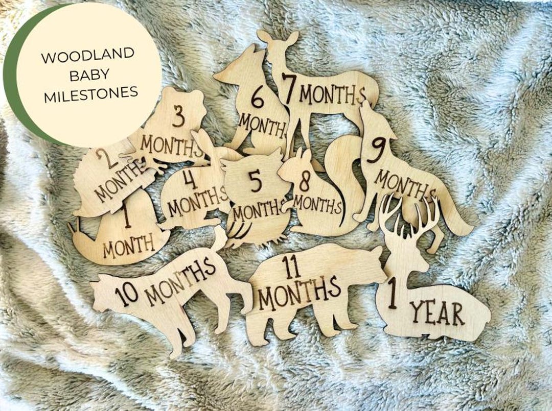 Woodland Animals Baby Milestone Markers: Monthly Photo Props - Etsy