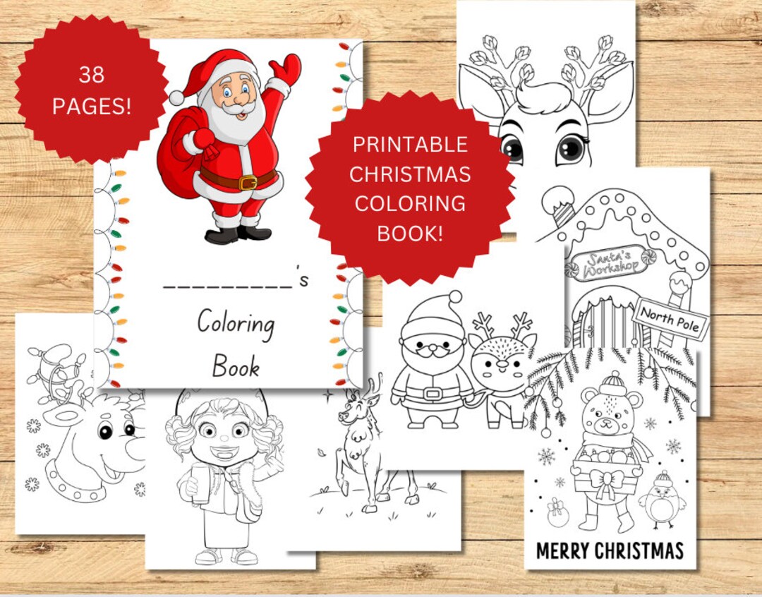 Christmas Coloring Book 38 Pages | Christmas Gifts | Santa Coloring ...
