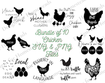Chicken SVG & PNG File Bundle: Chicken Lover Designs (Digital Download)