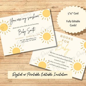 You Are My Sunshine Baby Shower Invitation & Books for Baby Card (Digital Download)