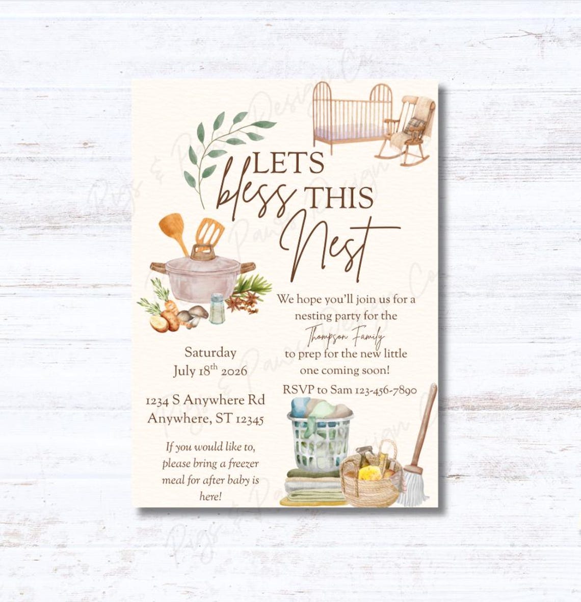 Nesting Party Invitations Nesting Party Invitation | Gender Neutral, Checklist, Thank You Card ...