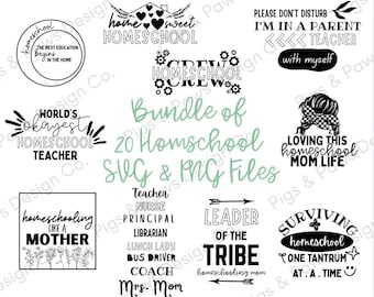 Homeschool SVG & PNG Files: Homeschool Mama, Teacher Designs (Digital Download)