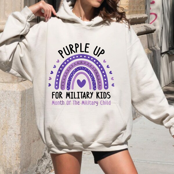 Purple Up For Military Child Sweatshirt, Month Of The Military Awareness For Gift, Military Kids Family Hoodie, FD-1161